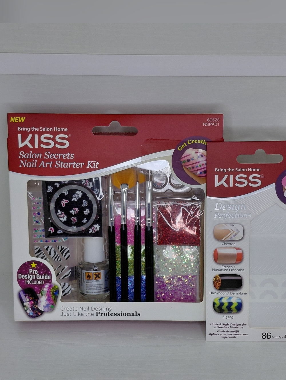 KISS Salon Secrets Nail Art Starter Kit - Red, Pink, Green, Blue, Purple, Black